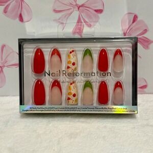 Nail Reformation 30pc Press On Nails French Tip Fall‎ Autumn Theme Glue Kit